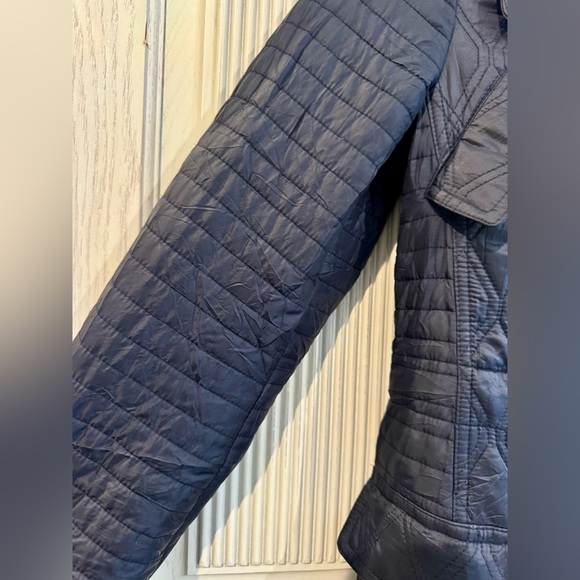 BURBERRY BRIT Womens Quilted Patchwork Puffer Jacket Coat Navy Blue, Small - Picture 11 of 16